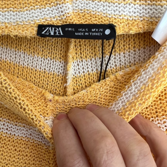 Zara woman’s yellow stripe knit matching set sweater vest pants set - Picture 8 of 14